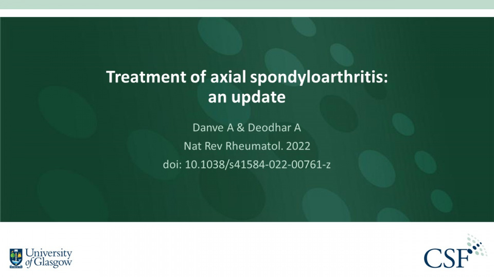 Publication thumbnail: Treatment of axial spondyloarthritis: an update