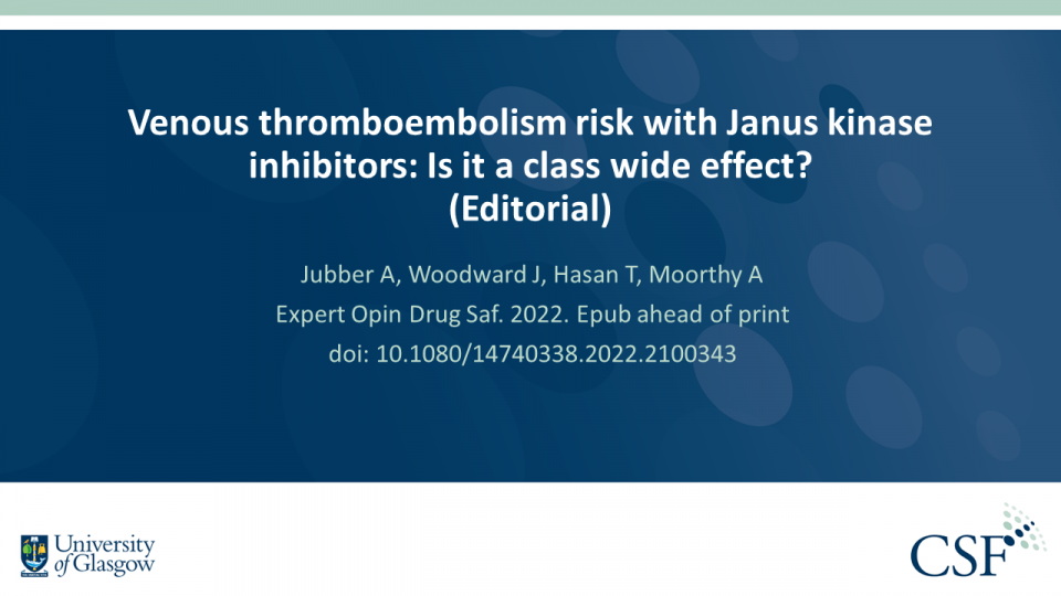 Publication thumbnail: Venous Thromboembolism Risk with Janus Kinase Inhibitors: Is it a Class Wide Effect? (Editorial)