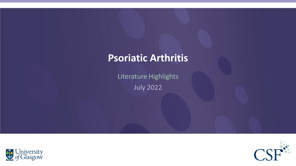 Literature review thumbnail: PsA Single Slide Summaries - July