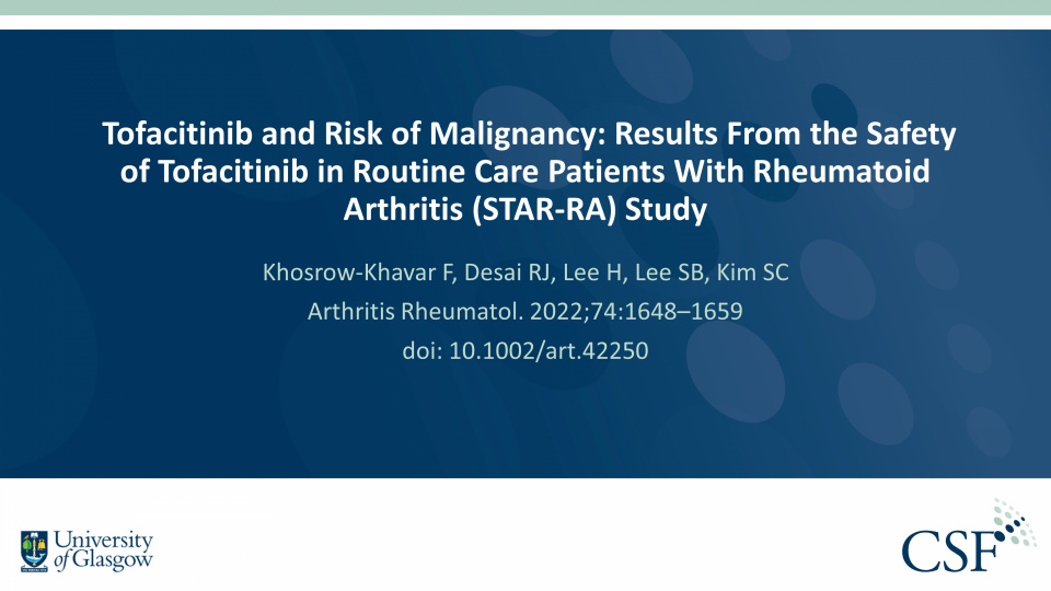 Publication thumbnail: Tofacitinib and Risk of Malignancy: Results From the Safety of Tofacitinib in Routine Care Patients With Rheumatoid Arthritis (STAR-RA) Study