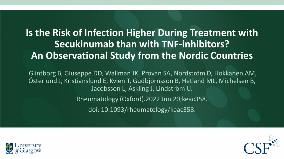 Publication thumbnail: Is the Risk of Infection Higher During Treatment with Secukinumab than with TNF-inhibitors? An Observational Study from the Nordic Countries
