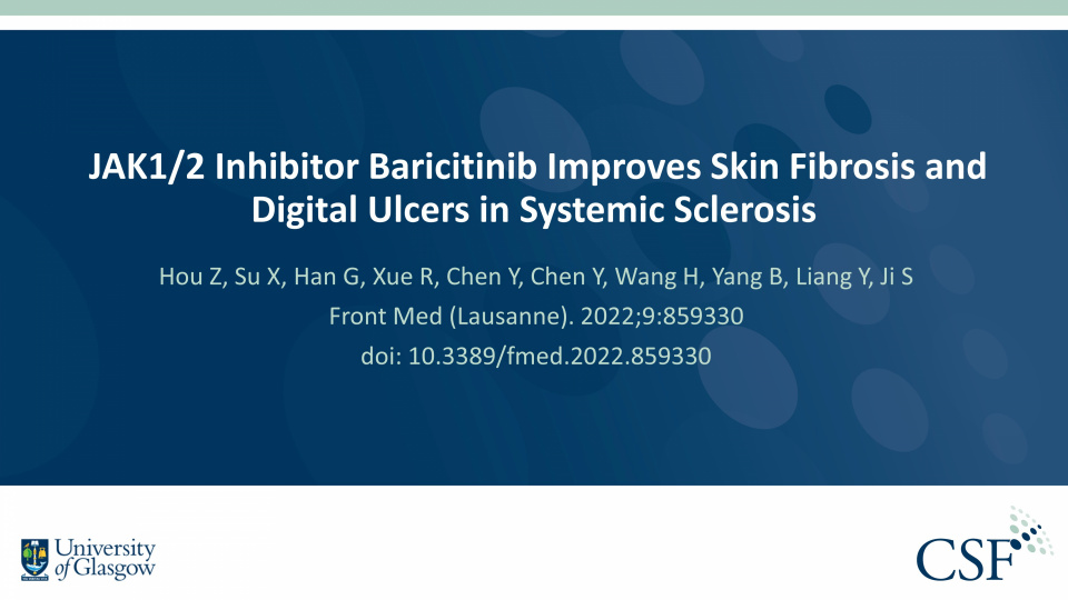 Publication thumbnail: JAK1/2 Inhibitor Baricitinib Improves Skin Fibrosis and Digital Ulcers in Systemic Sclerosis