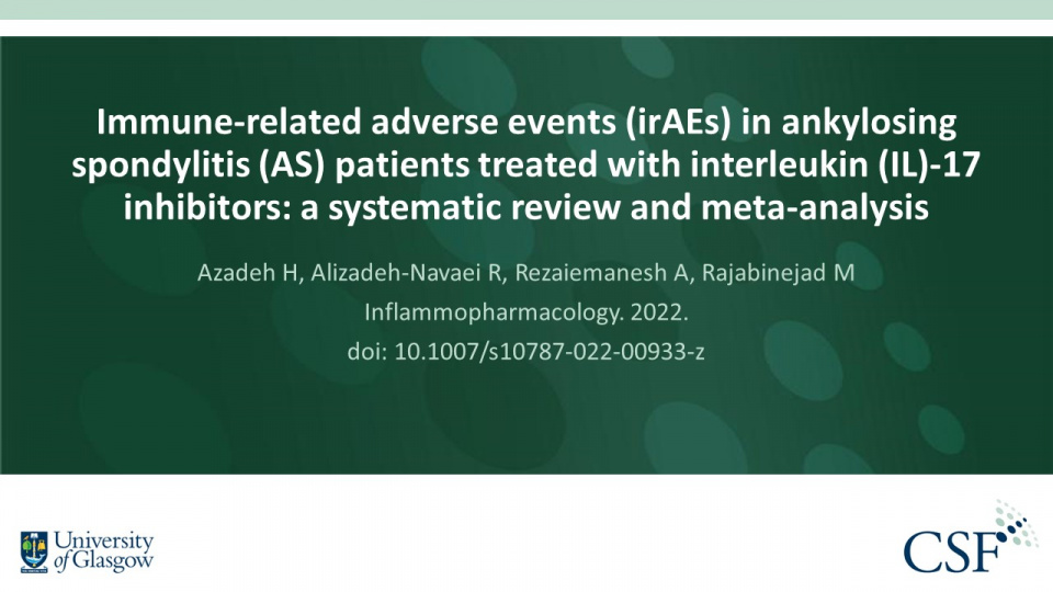 Publication thumbnail: Immune‑related adverse events (irAEs) in ankylosing spondylitis (AS) patients treated with interleukin (IL)‑17 inhibitors: a systematic review and meta‑analysis