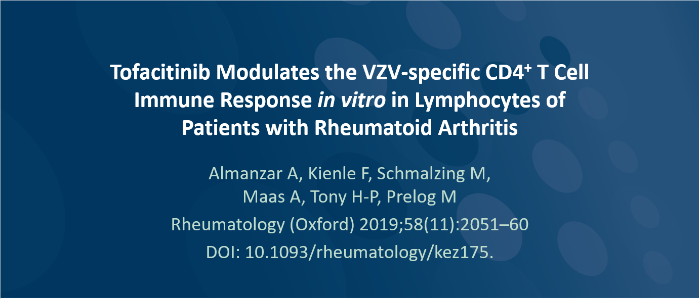 Publication thumbnail: Tofacitinib Modulates the VZV-specific CD4+ T Cell Immune Response in vitro in Lymphocytes of Patients with Rheumatoid Arthritis