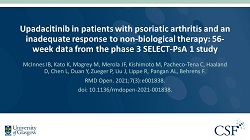 Publication thumbnail: Upadacitinib in patients with psoriatic arthritis and an inadequate response to non-biological therapy: 56-week data from the phase 3 SELECT-PsA 1 study